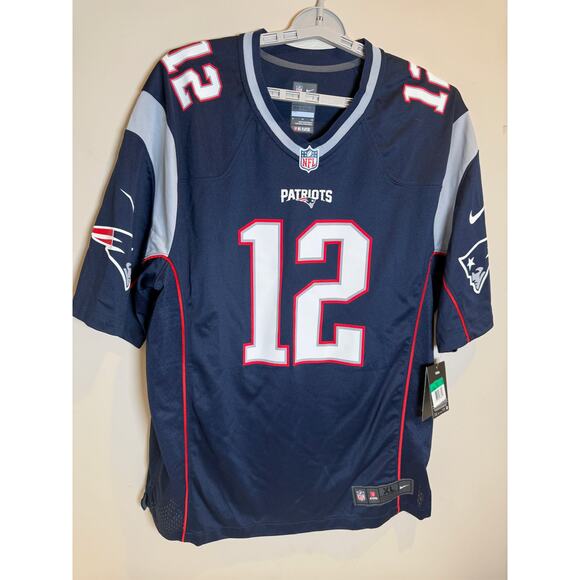 Men’s NFL Nike On Field Patriots #12 Football Jersey Navy Size XL NWT - Picture 1 of 8
